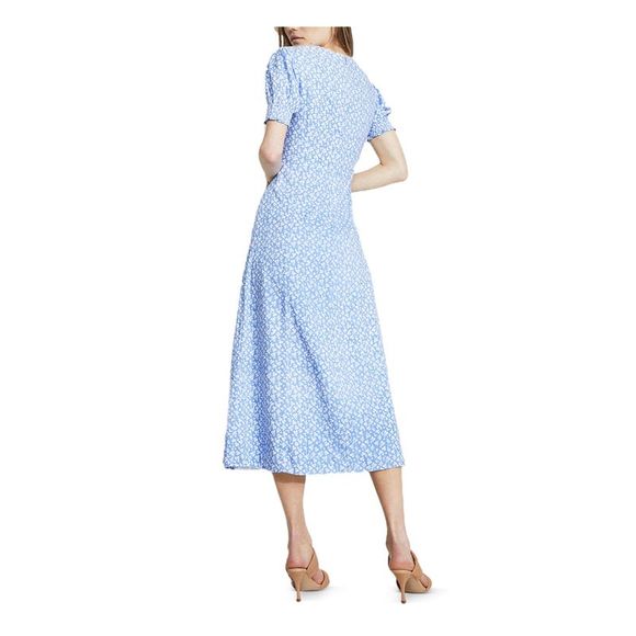 BARDOT Womens Light Blue Cuffs Pouf Sleeve Midi Sheath Dress M - Picture 2 of 4